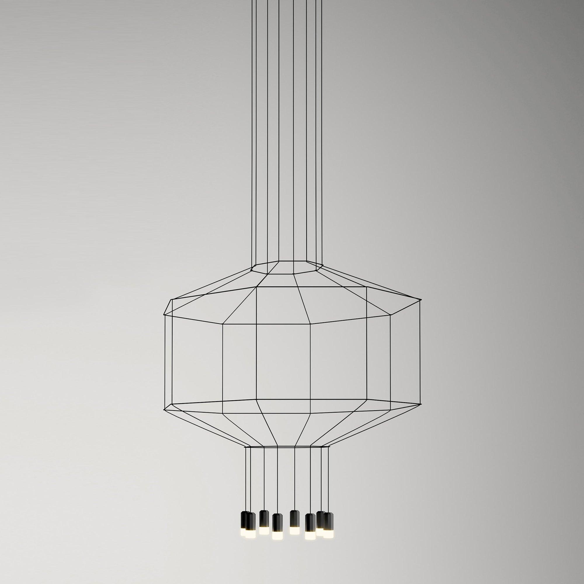 Modern Geometric LED Wire Pendant Lamp Contemporary Black Chandelier Lighting