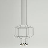 Modern Geometric LED Wire Pendant Lamp Contemporary Black Chandelier Lighting