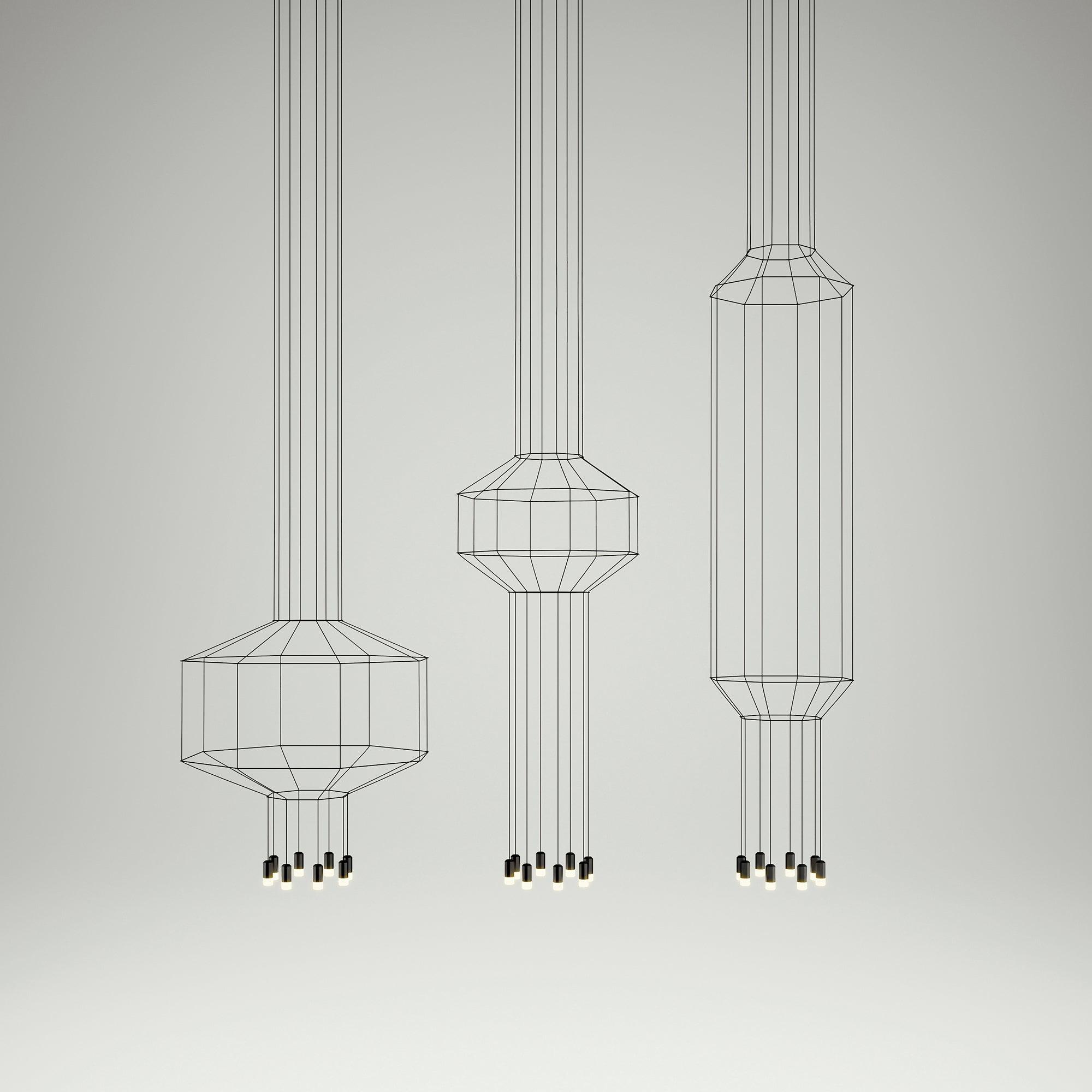 Modern Geometric LED Wire Pendant Lamp Contemporary Black Chandelier Lighting