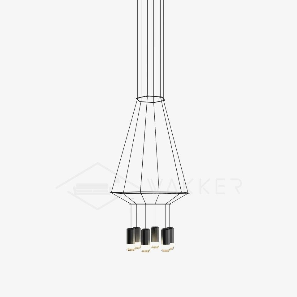 Modern Geometric LED Wire Pendant Lamp Contemporary Black Chandelier Lighting