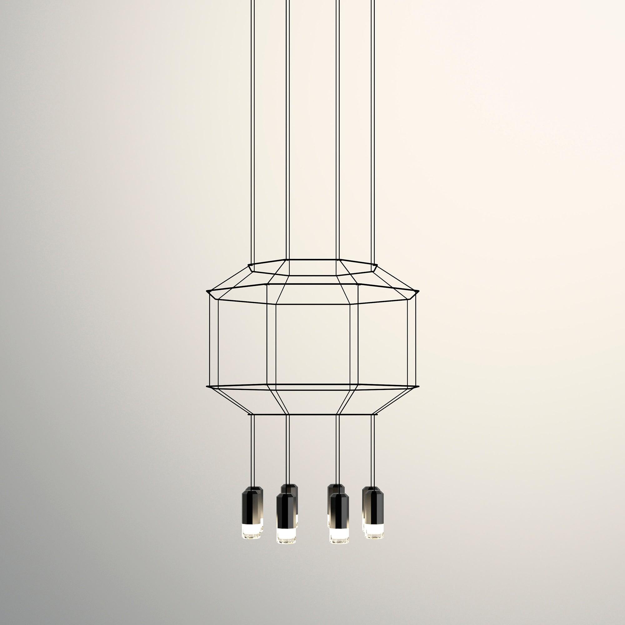 Modern Geometric LED Wire Pendant Lamp Contemporary Black Chandelier Lighting