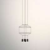 Modern Geometric LED Wire Pendant Lamp Contemporary Black Chandelier Lighting