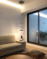 Modern Geometric LED Wire Pendant Lamp Contemporary Black Chandelier Lighting