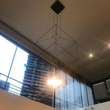 Modern Geometric LED Wire Pendant Lamp Contemporary Black Chandelier Lighting