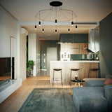 Modern Geometric LED Wire Pendant Lamp Contemporary Black Chandelier Lighting