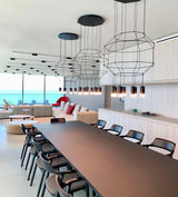 Modern Geometric LED Wire Pendant Lamp Contemporary Black Chandelier Lighting