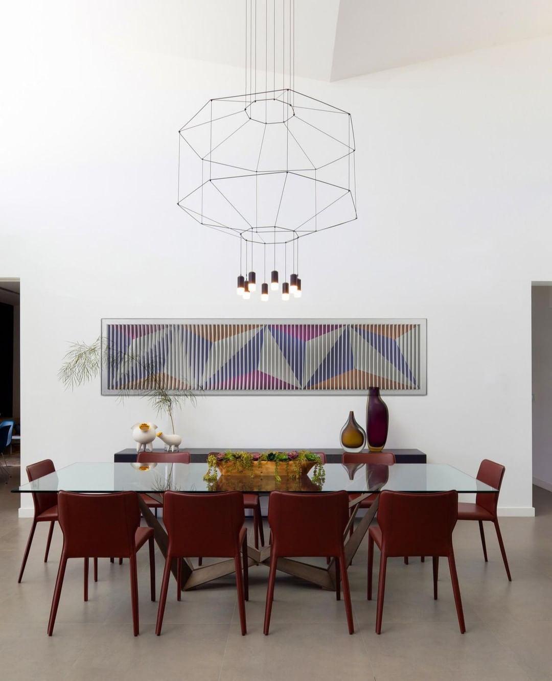 Modern Geometric LED Wire Pendant Lamp Contemporary Black Chandelier Lighting