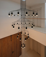 Modern Geometric LED Wire Pendant Lamp Contemporary Black Chandelier Lighting