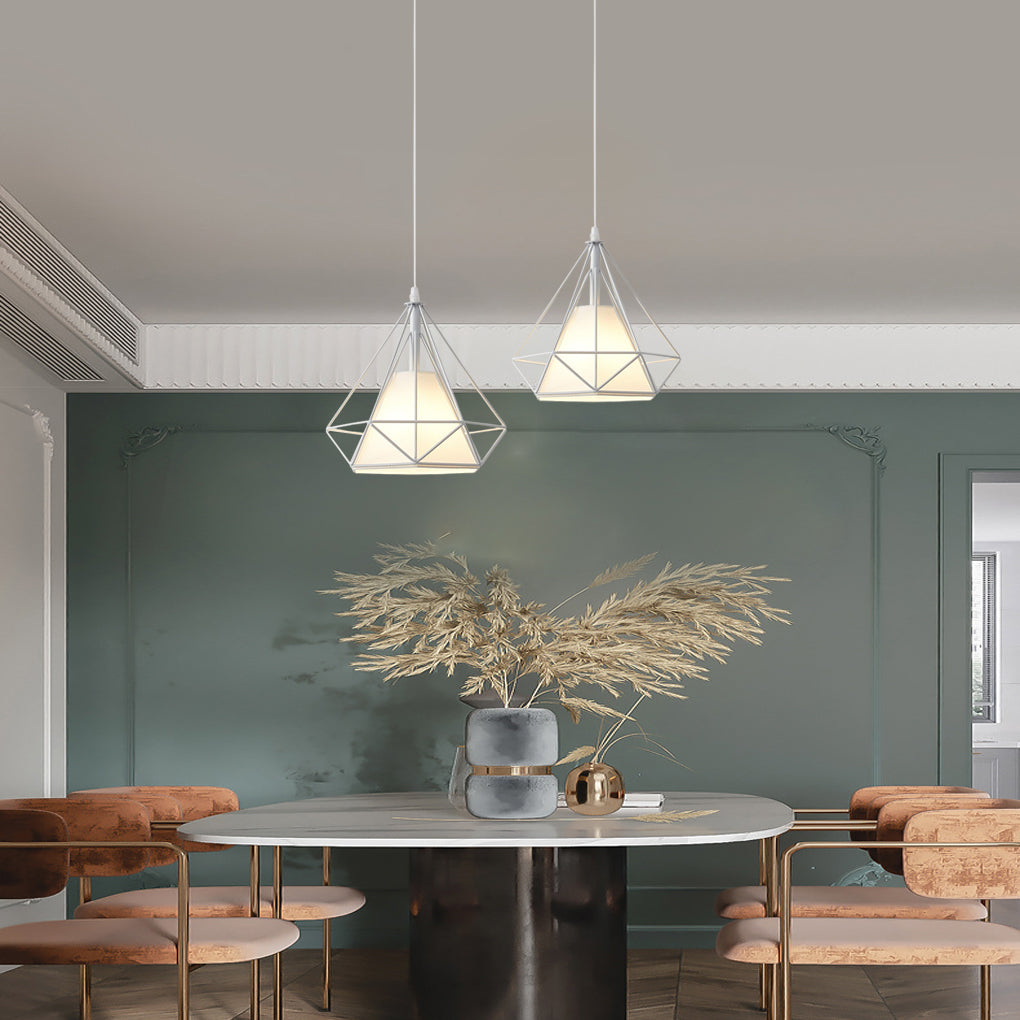 Modern Geometric Metal Cage LED Pendant Light for Kitchen Island and Dining Room Lighting