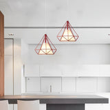 Modern Geometric Metal Cage LED Pendant Light for Kitchen Island and Dining Room Lighting