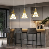 Modern Geometric Metal Cage LED Pendant Light for Kitchen Island and Dining Room Lighting