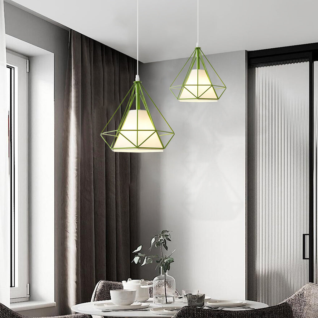 Modern Geometric Metal Cage LED Pendant Light for Kitchen Island and Dining Room Lighting