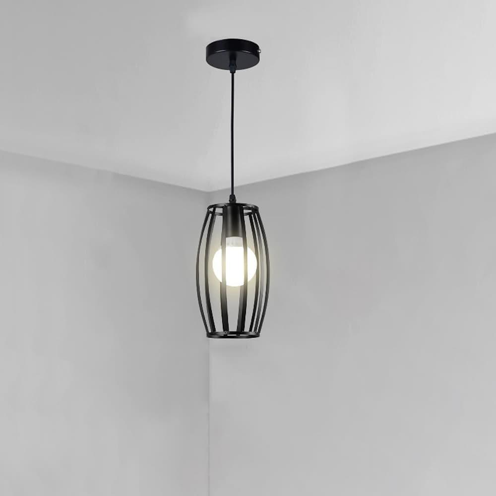 Modern Geometric Metal Pendant Light for Kitchen Island and Dining Room Black Industrial Hanging Lamp