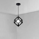 Modern Geometric Metal Pendant Light for Kitchen Island and Dining Room Black Industrial Hanging Lamp