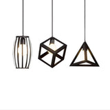 Modern Geometric Metal Pendant Light for Kitchen Island and Dining Room Black Industrial Hanging Lamp
