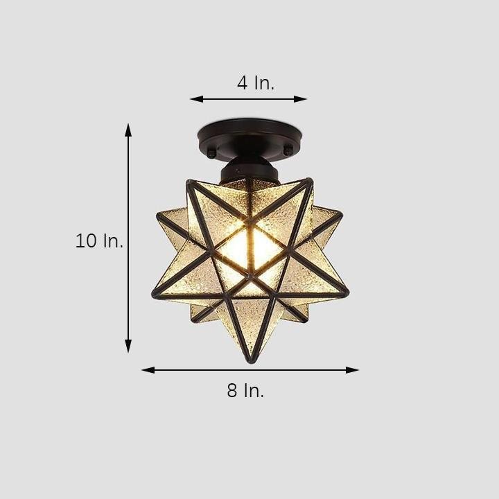 Modern Geometric Multi Pointed Star Glass Pendant Light Metal Hanging Chandelier for Entryway