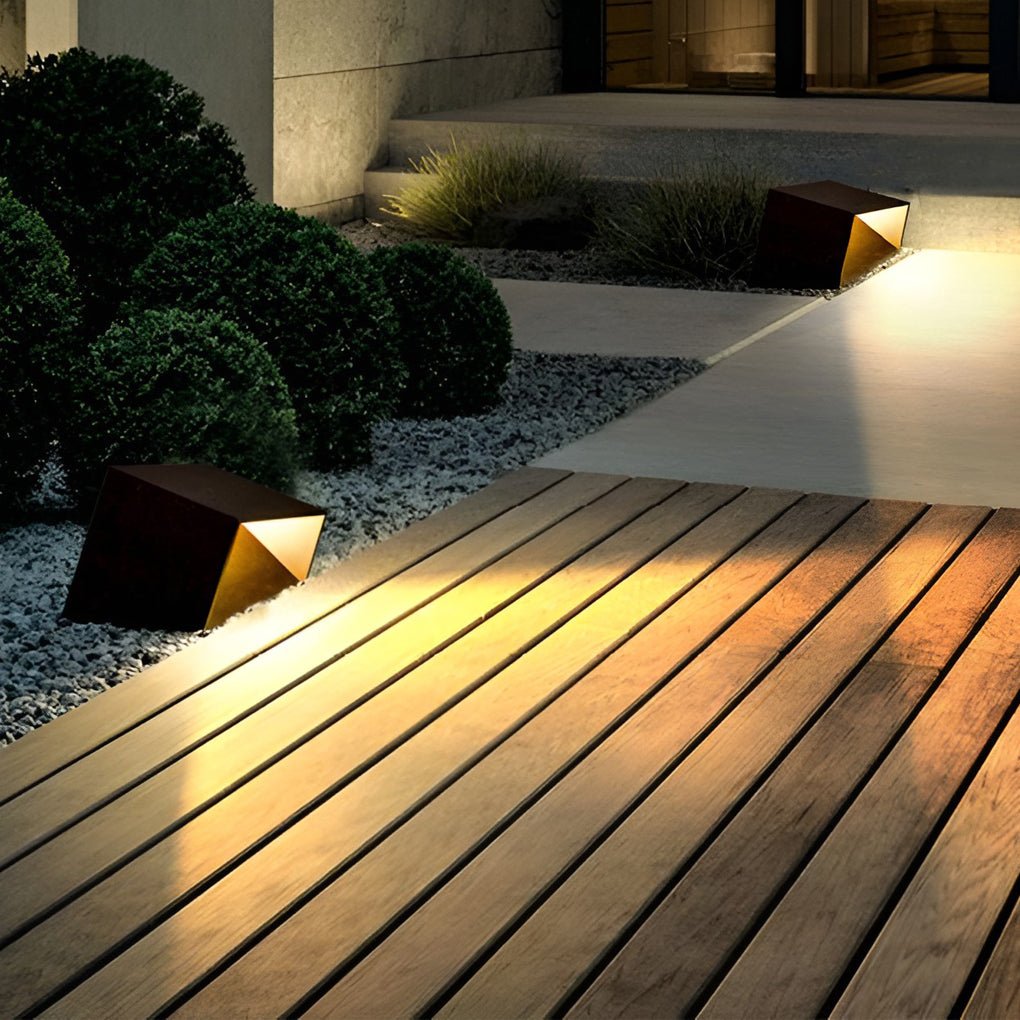 Modern Geometric Outdoor Garden Lights Waterproof Stainless Steel Post Lantern for Landscape Lighting