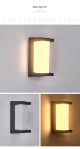 Modern Geometric Outdoor Wall Sconce Black Waterproof Exterior Light Fixture for Patio and Porch