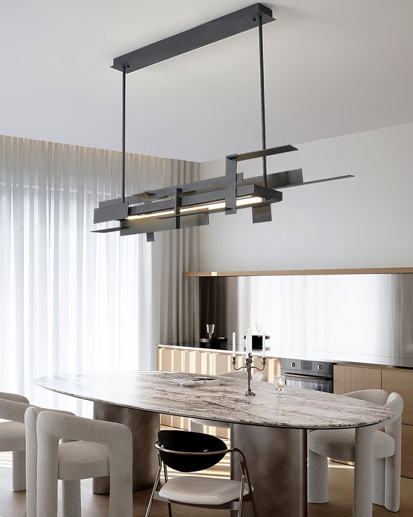 Modern Geometric Planar LED Pendant Light Minimalist Iron Ceiling Hanging Lamp