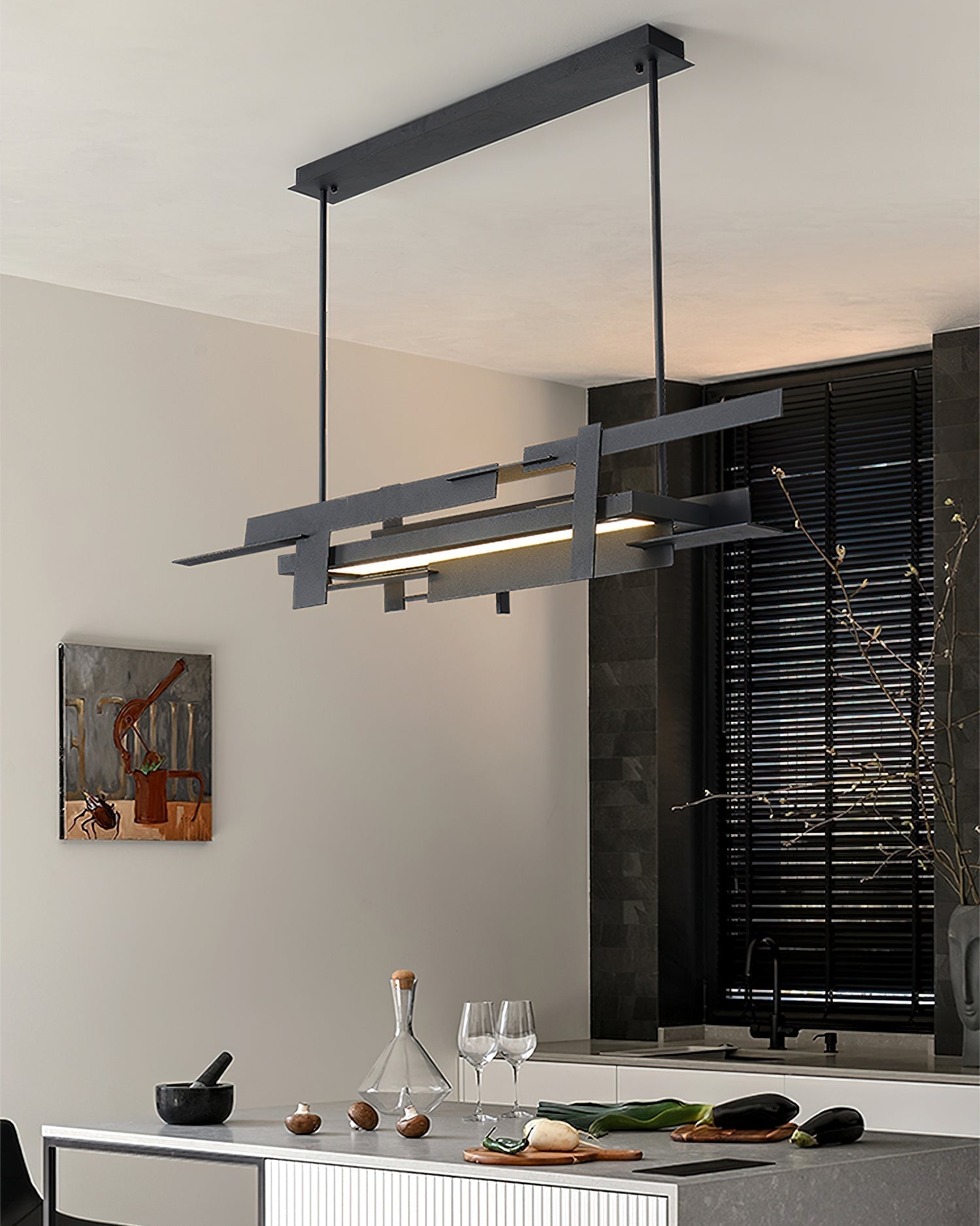 Modern Geometric Planar LED Pendant Light Minimalist Iron Ceiling Hanging Lamp