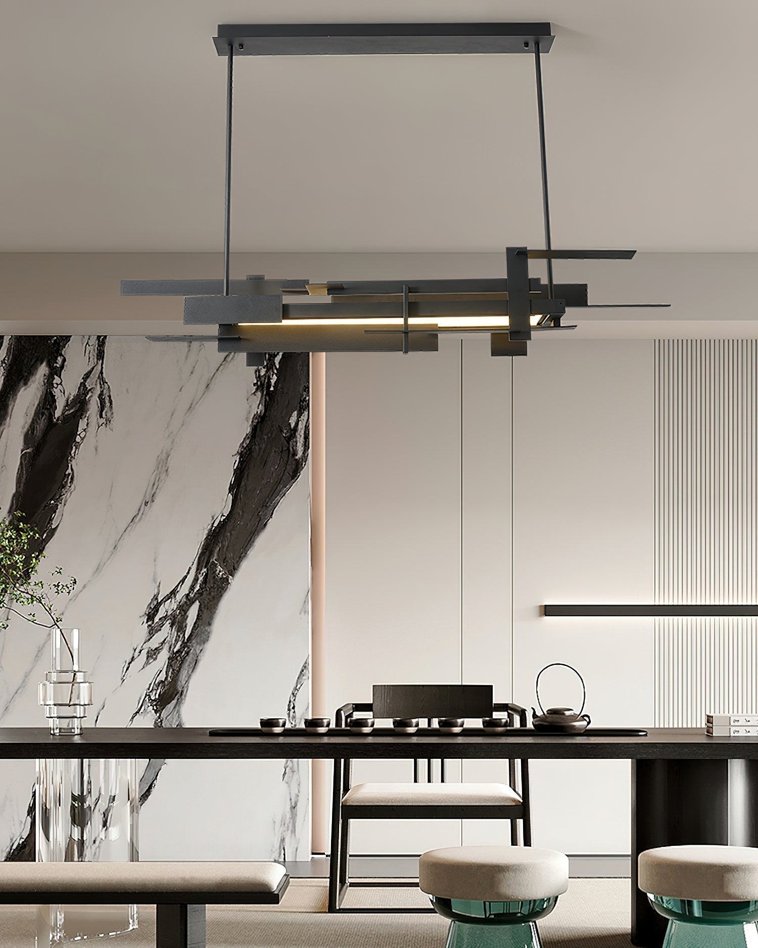 Modern Geometric Planar LED Pendant Light Minimalist Iron Ceiling Hanging Lamp