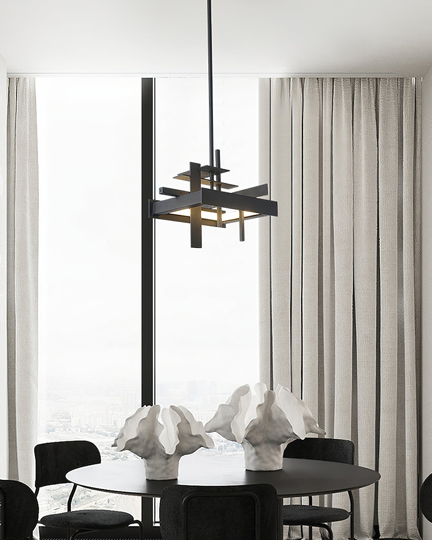 Modern Geometric Planar LED Pendant Light Minimalist Iron Ceiling Hanging Lamp
