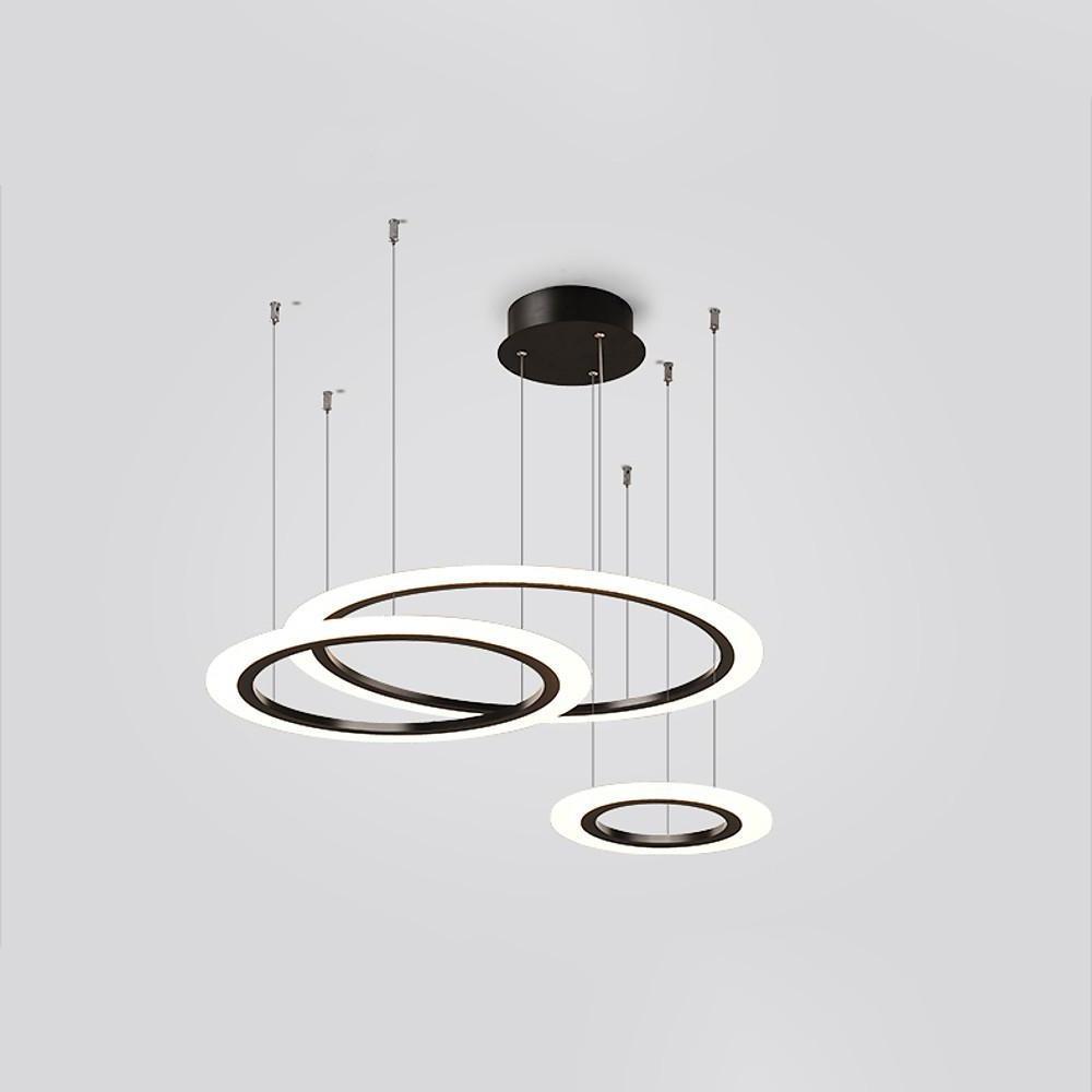 Modern Geometric Ring LED Chandelier Artistic 3 Tier Circle Pendant Lighting for Dining Room