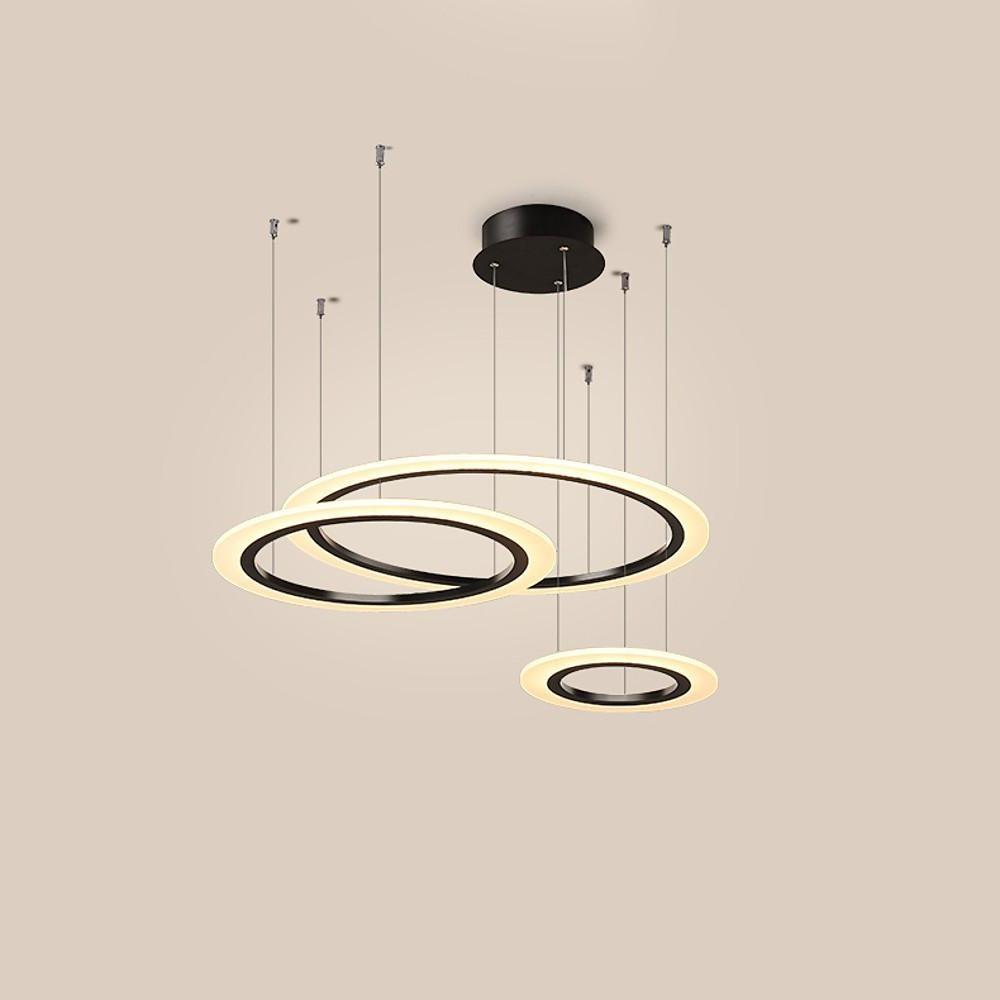 Modern Geometric Ring LED Chandelier Artistic 3 Tier Circle Pendant Lighting for Dining Room