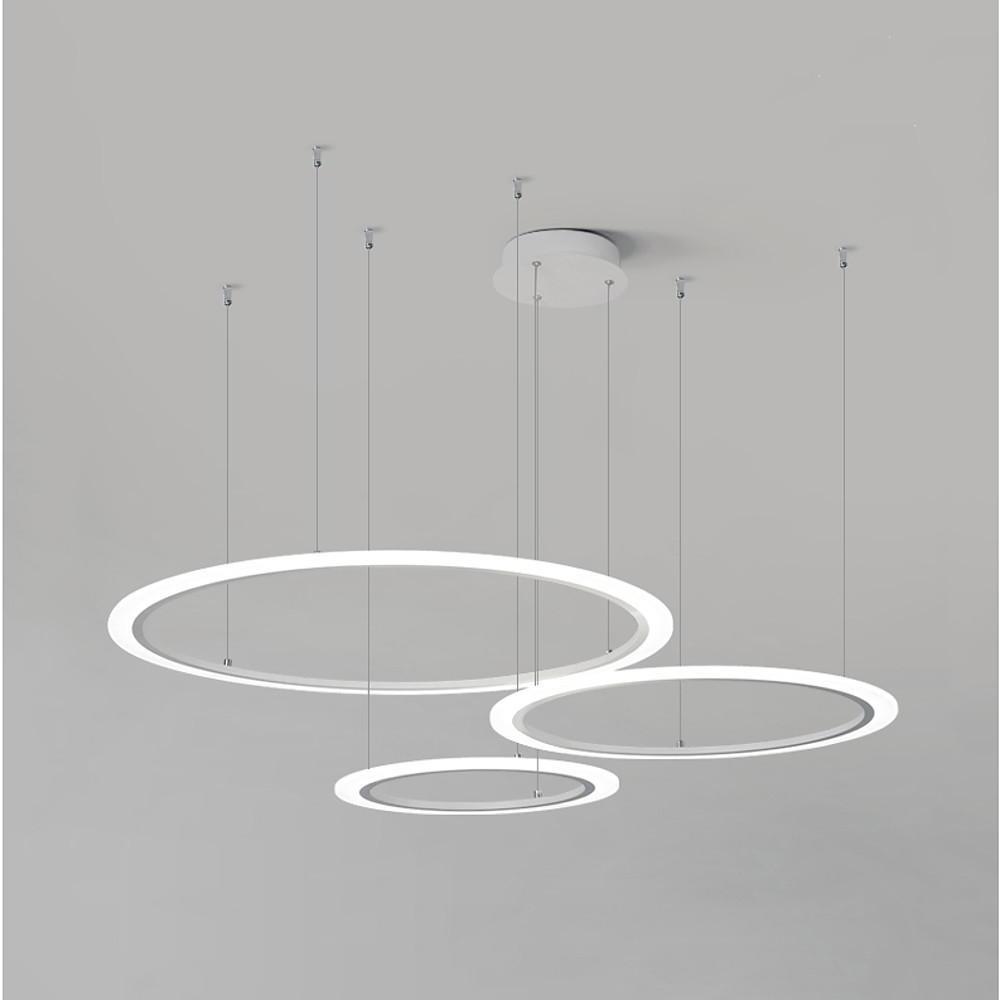 Modern Geometric Ring LED Chandelier Artistic 3 Tier Circle Pendant Lighting for Dining Room