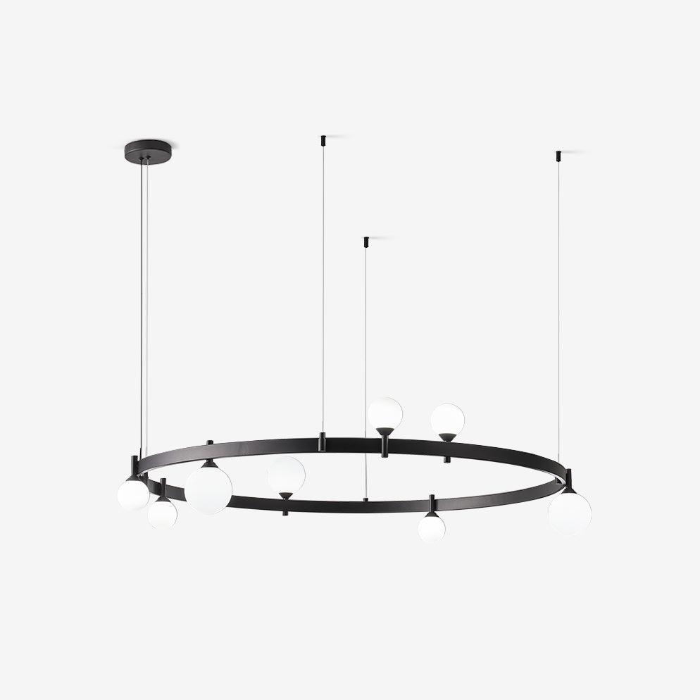 Modern Geometric Round Glass Chandelier Black and White Ceiling Light Fixture