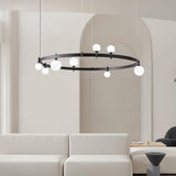 Modern Geometric Round Glass Chandelier Black and White Ceiling Light Fixture