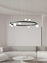 Modern Geometric Round Glass Chandelier Black and White Ceiling Light Fixture
