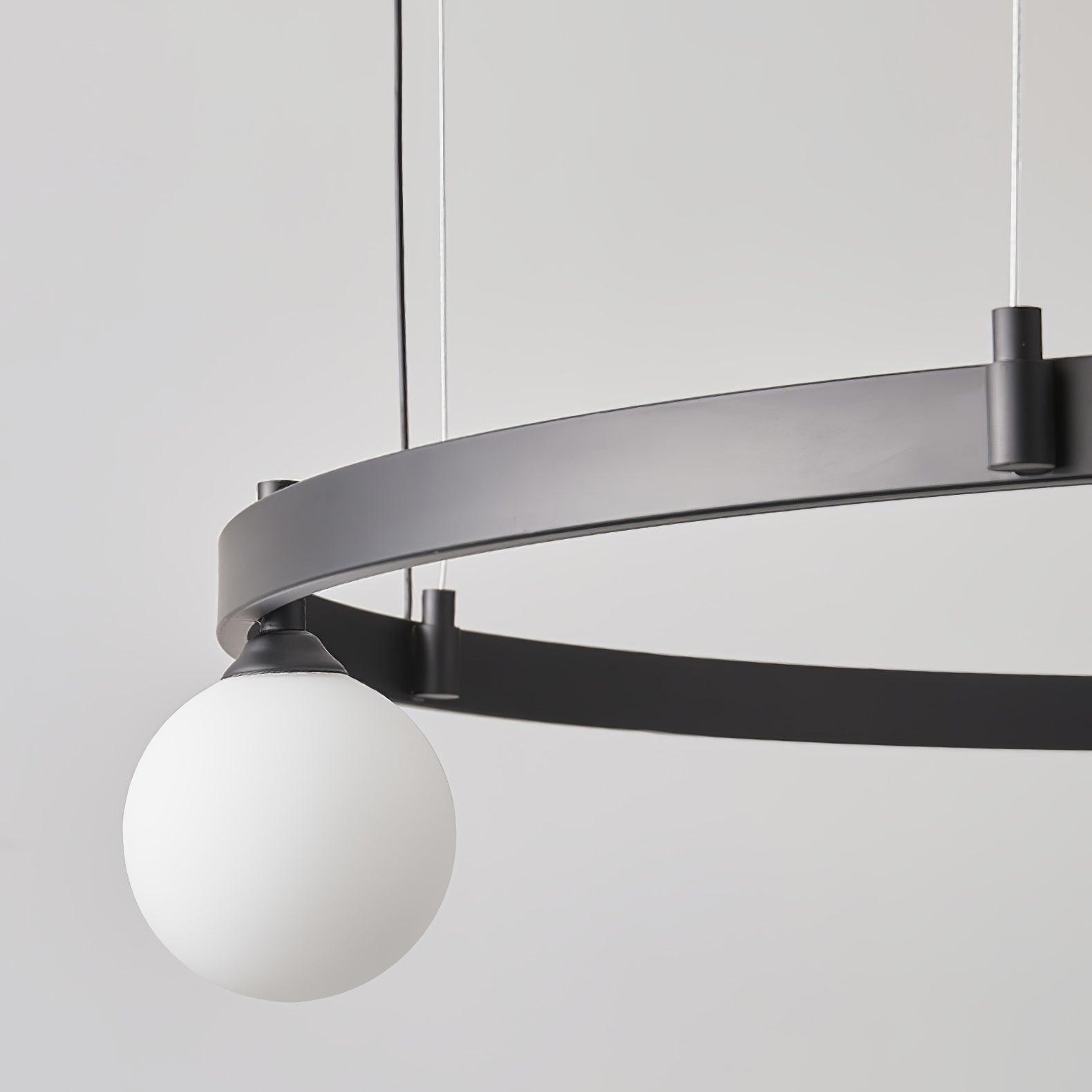 Modern Geometric Round Glass Chandelier Black and White Ceiling Light Fixture