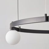 Modern Geometric Round Glass Chandelier Black and White Ceiling Light Fixture