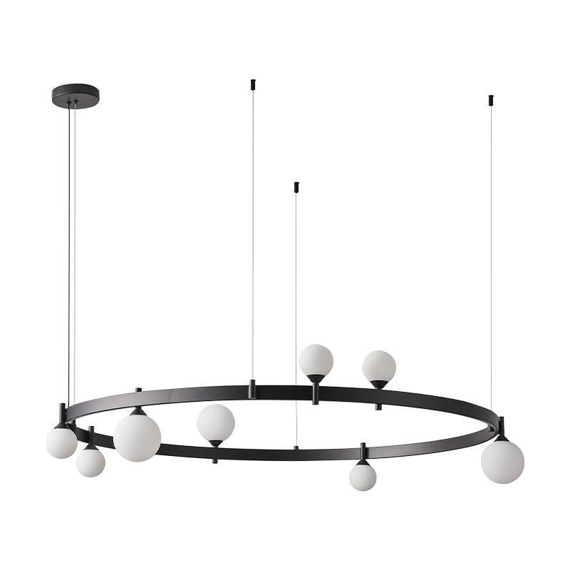Modern Geometric Round Glass Chandelier Black and White Ceiling Light Fixture