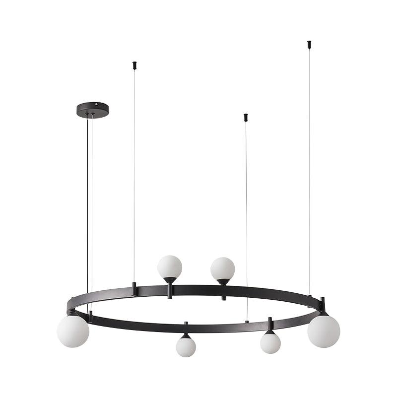 Modern Geometric Round Glass Chandelier Black and White Ceiling Light Fixture