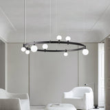 Modern Geometric Round Glass Chandelier Black and White Ceiling Light Fixture