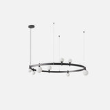 Modern Geometric Round Glass Chandelier Black and White Ceiling Light Fixture