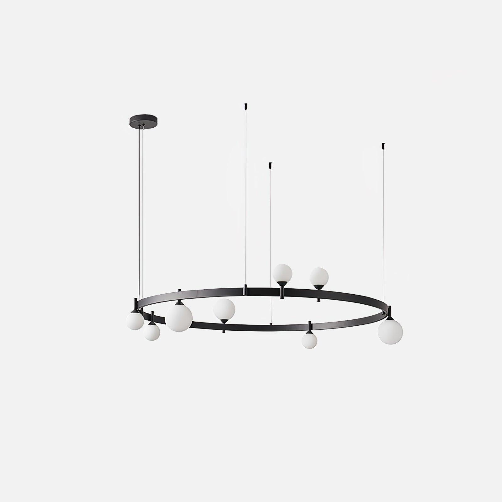 Modern Geometric Round Glass Chandelier Black and White Ceiling Light Fixture