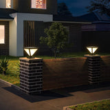 Modern Geometric Solar LED Post Light Waterproof Stainless Steel Outdoor Pathway Lamp