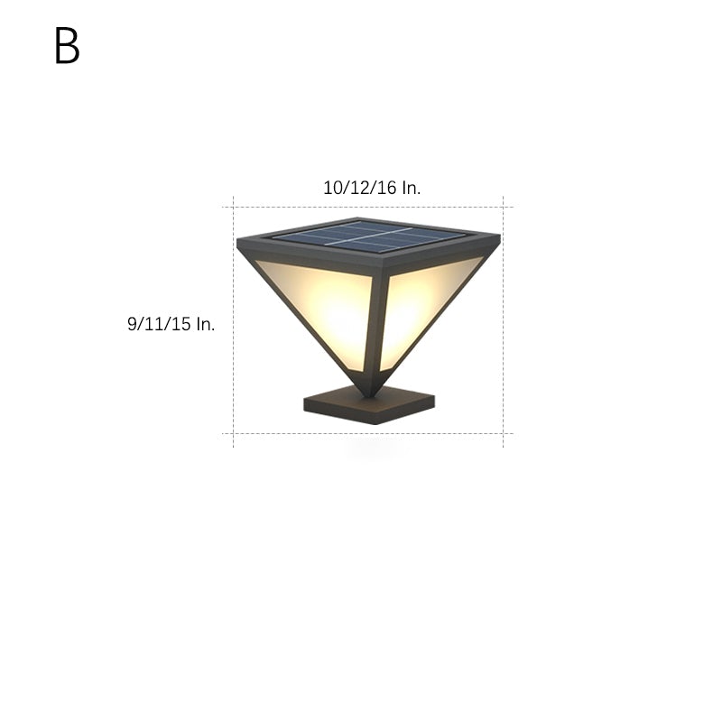 Modern Geometric Solar LED Post Light Waterproof Stainless Steel Outdoor Pathway Lamp
