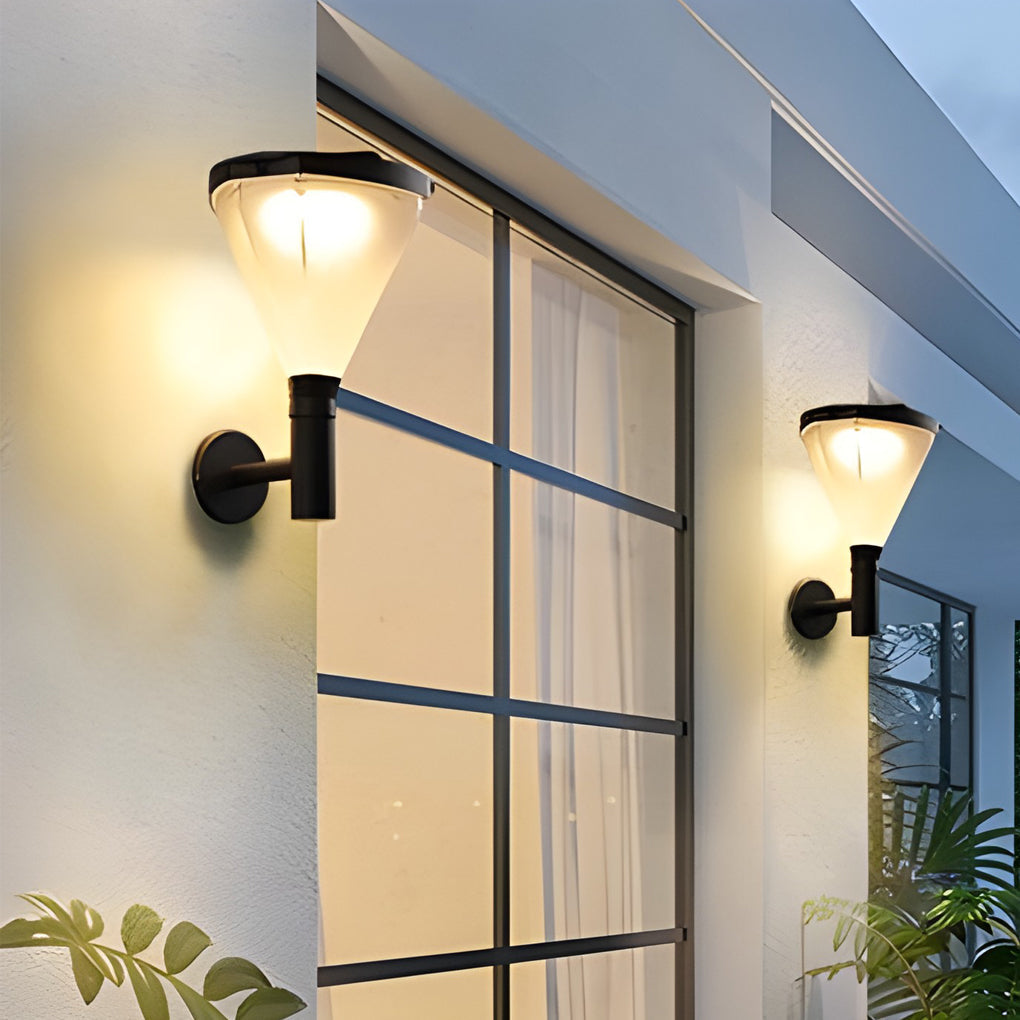 Modern Geometric Solar Powered Outdoor Wall Sconce Waterproof LED Porch Light for Garden Villa