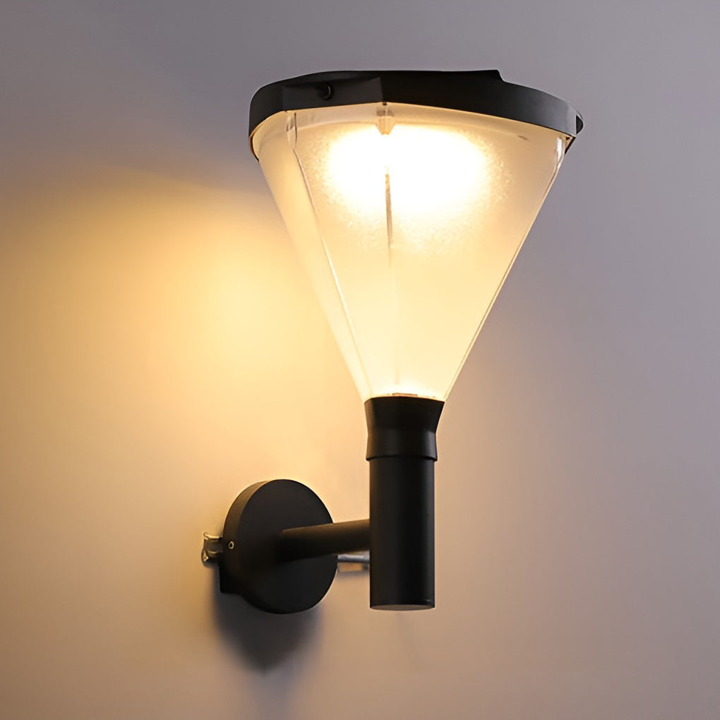 Modern Geometric Solar Powered Outdoor Wall Sconce Waterproof LED Porch Light for Garden Villa