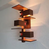 Modern Geometric Solid Wood Wall Sconce LED Rectangular Tower Wall Lamp for Indoor Spaces