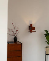 Modern Geometric Solid Wood Wall Sconce LED Rectangular Tower Wall Lamp for Indoor Spaces