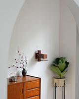 Modern Geometric Solid Wood Wall Sconce LED Rectangular Tower Wall Lamp for Indoor Spaces