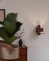 Modern Geometric Solid Wood Wall Sconce LED Rectangular Tower Wall Lamp for Indoor Spaces