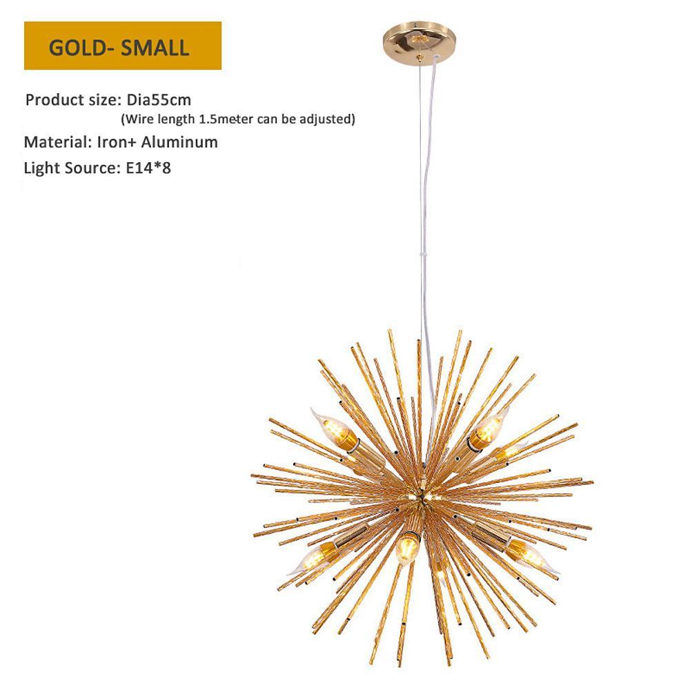 Modern Geometric Sputnik Chandelier Gold Chrome Fireworks LED Pendant Light for Dining Room