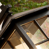 Modern Geometric Square Glass Outdoor Wall Lantern Waterproof Aluminum Exterior Light