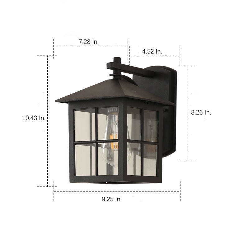 Modern Geometric Square Glass Outdoor Wall Lantern Waterproof Aluminum Exterior Light
